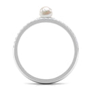 3/4 CT Freshwater Pearl and Diamond Minimal Ring Freshwater Pearl - ( AAA ) - Quality - Rosec Jewels