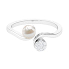 2.25 CT Freshwater Pearl Minimal Wrap Ring with Diamond Freshwater Pearl - ( AAA ) - Quality - Rosec Jewels