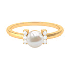 1.75 CT Freshwater Pearl Engagement Ring with Diamond Trio Freshwater Pearl - ( AAA ) - Quality - Rosec Jewels