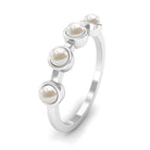 3/4 CT Bezel Set Freshwater Pearl Minimal Promise Ring Freshwater Pearl - ( AAA ) - Quality - Rosec Jewels