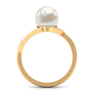 Designer Freshwater Pearl Solitaire and Diamond Ring Freshwater Pearl - ( AAA ) - Quality - Rosec Jewels