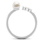 2.25 CT Freshwater Pearl and Diamond Minimal Cuff Ring Freshwater Pearl - ( AAA ) - Quality - Rosec Jewels