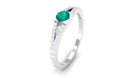 3/4 CT Minimal Emerald and Diamond Promise Ring with Split Shank Emerald - ( AAA ) - Quality - Rosec Jewels