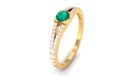 3/4 CT Minimal Emerald and Diamond Promise Ring with Split Shank Emerald - ( AAA ) - Quality - Rosec Jewels