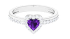 Heart Shape Amethyst and Diamond Halo Engagement Ring Amethyst - ( AAA ) - Quality - Rosec Jewels