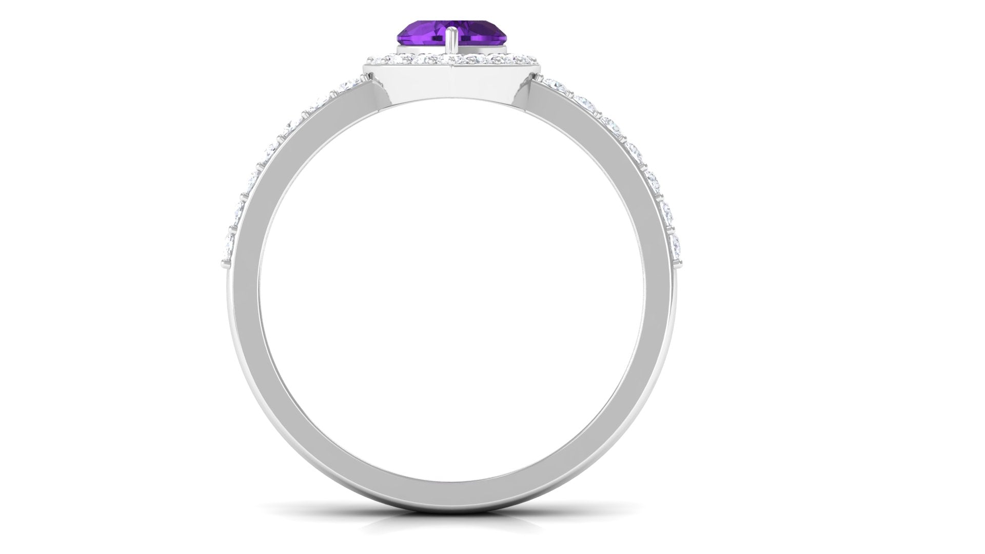 Heart Shape Amethyst and Diamond Halo Engagement Ring Amethyst - ( AAA ) - Quality - Rosec Jewels