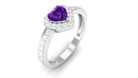 Heart Shape Amethyst and Diamond Halo Engagement Ring Amethyst - ( AAA ) - Quality - Rosec Jewels