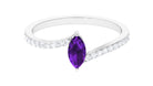 1/2 Ct Bypass Engagement Ring with Amethyst and Diamond Amethyst - ( AAA ) - Quality - Rosec Jewels