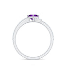 3/4 Ct Princess Amethyst Half Halo Promise Ring with Diamond Amethyst - ( AAA ) - Quality - Rosec Jewels