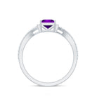 Princess Amethyst and Diamond Bypass Engagement Ring Amethyst - ( AAA ) - Quality - Rosec Jewels