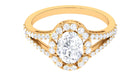 3 CT Split Shank Zircon Oval Engagement Ring in Gold Zircon - ( AAAA ) - Quality - Rosec Jewels