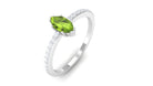 3/4 CT Peridot Promise Ring with Diamond Accent Peridot - ( AAA ) - Quality - Rosec Jewels