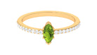 3/4 CT Peridot Promise Ring with Diamond Accent Peridot - ( AAA ) - Quality - Rosec Jewels