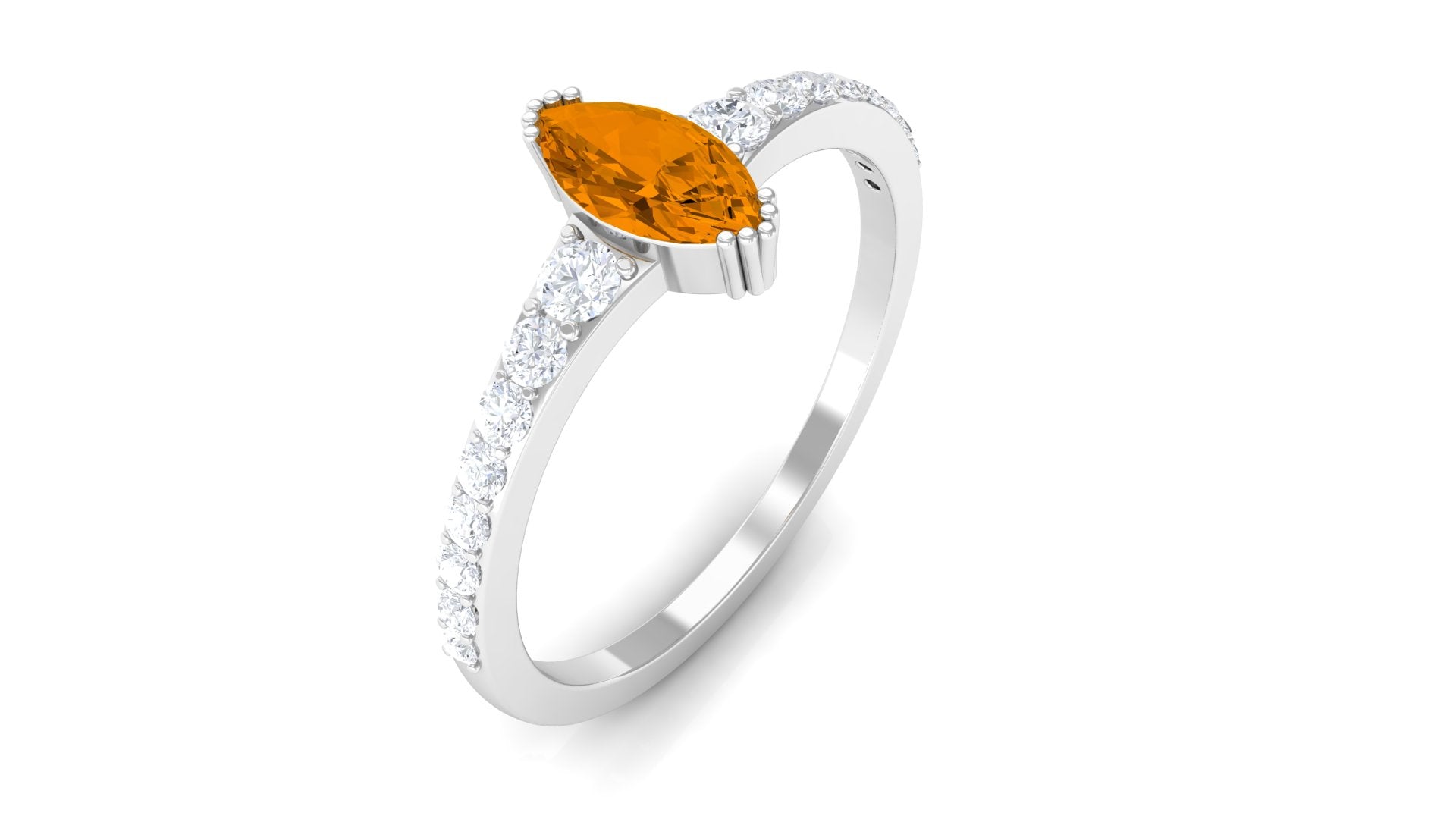 0.75 CT Marquise Cut Citrine Promise Ring with Diamond Stones Citrine - ( AAA ) - Quality - Rosec Jewels