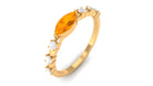 East West Marquise Fire Opal and Diamond Engagement Ring Fire Opal - ( AAA ) - Quality - Rosec Jewels