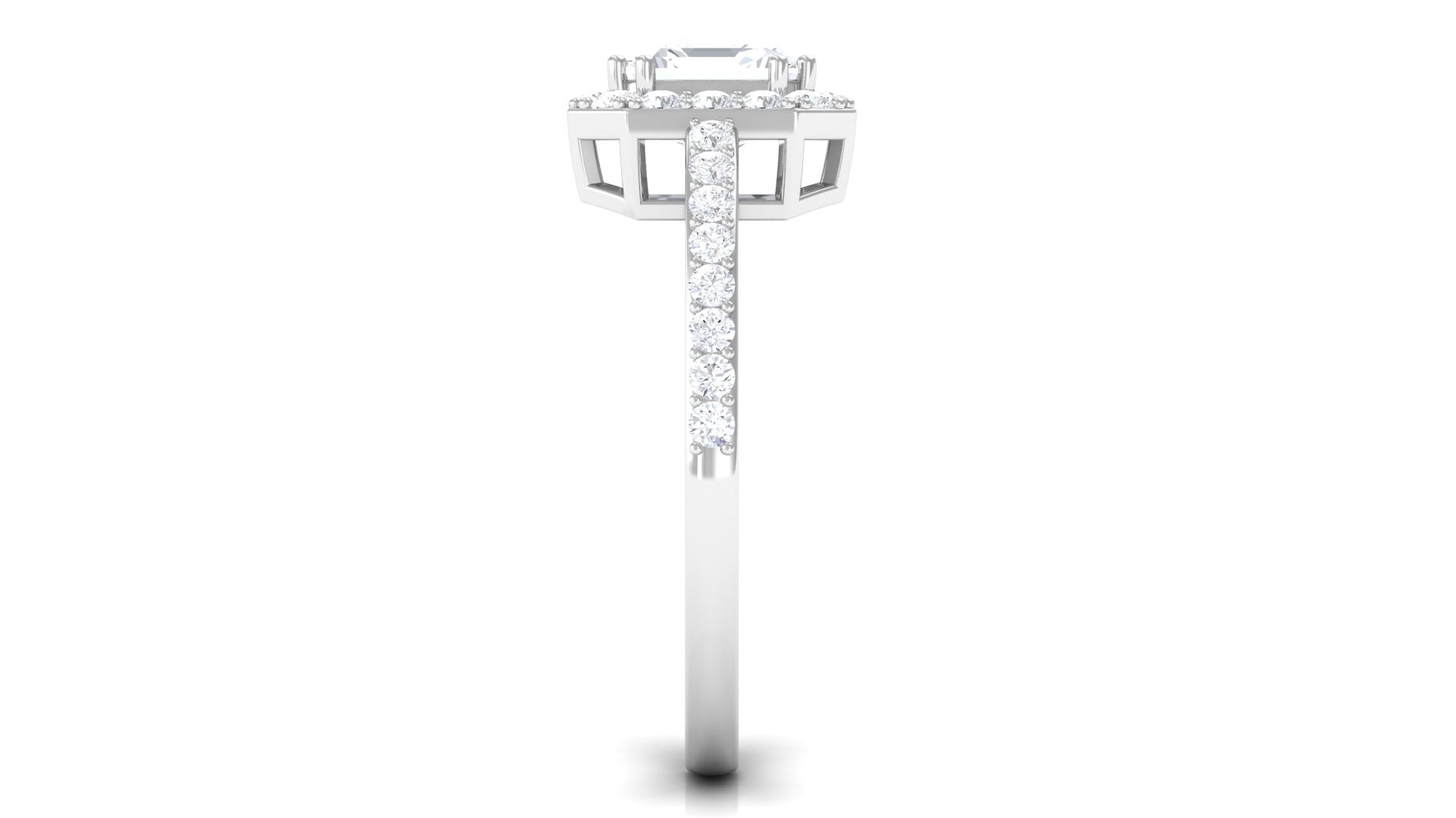 2.25 CT Asscher Cut Solitaire Zircon Halo Engagement Ring Zircon - ( AAAA ) - Quality - Rosec Jewels