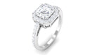 2.25 CT Asscher Cut Solitaire Zircon Halo Engagement Ring Zircon - ( AAAA ) - Quality - Rosec Jewels