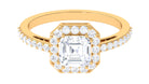 2.25 CT Asscher Cut Solitaire Zircon Halo Engagement Ring Zircon - ( AAAA ) - Quality - Rosec Jewels