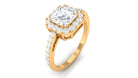 2.25 CT Asscher Cut Solitaire Zircon Halo Engagement Ring Zircon - ( AAAA ) - Quality - Rosec Jewels