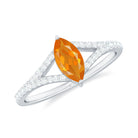 Marquise Fire Opal Split Shank Engagement Ring with Diamond Fire Opal - ( AAA ) - Quality - Rosec Jewels