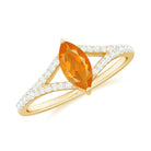 Marquise Fire Opal Split Shank Engagement Ring with Diamond Fire Opal - ( AAA ) - Quality - Rosec Jewels