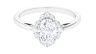 2.25 CT Prong Set Oval Zircon Flower Engagement Ring Zircon - ( AAAA ) - Quality - Rosec Jewels