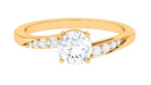 Solitaire Cubic Zirconia Bypass Engagement Ring in Gold Zircon - ( AAAA ) - Quality - Rosec Jewels