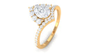 Cubic Zirconia Crown Engagement Ring in Gold Zircon - ( AAAA ) - Quality - Rosec Jewels