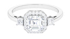 Asscher Cut Zircon Statement Engagement Ring Zircon - ( AAAA ) - Quality - Rosec Jewels