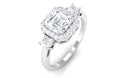 Asscher Cut Zircon Statement Engagement Ring Zircon - ( AAAA ) - Quality - Rosec Jewels