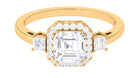 Asscher Cut Zircon Statement Engagement Ring Zircon - ( AAAA ) - Quality - Rosec Jewels