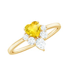 1 CT Yellow Sapphire Heart Engagement Ring with Moissanite Yellow Sapphire - ( AAA ) - Quality - Rosec Jewels