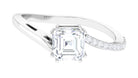 1.75 CT Asscher Cut Solitaire Zircon Bypass Engagement Ring Zircon - ( AAAA ) - Quality - Rosec Jewels