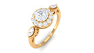 Classic Round Zircon Engagement Ring in Gold Zircon - ( AAAA ) - Quality - Rosec Jewels