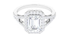 5 CT Split Shank Octagon Cut Zircon Statement Engagement Ring Zircon - ( AAAA ) - Quality - Rosec Jewels