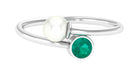 Toi et Moi Emerald and Freshwater Pearl Ring in Gold Emerald - ( AAA ) - Quality - Rosec Jewels