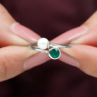 Toi et Moi Emerald and Freshwater Pearl Ring in Gold Emerald - ( AAA ) - Quality - Rosec Jewels