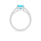 7 MM Asscher Cut Swiss Blue Topaz Ring and Diamond in Channel Setting Swiss Blue Topaz - ( AAA ) - Quality - Rosec Jewels