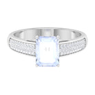 2.25 CT Peg Head Set Solitaire Moonstone and Diamond Ring Moonstone - ( AAA ) - Quality - Rosec Jewels