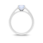 2.25 CT Peg Head Set Solitaire Moonstone and Diamond Ring Moonstone - ( AAA ) - Quality - Rosec Jewels