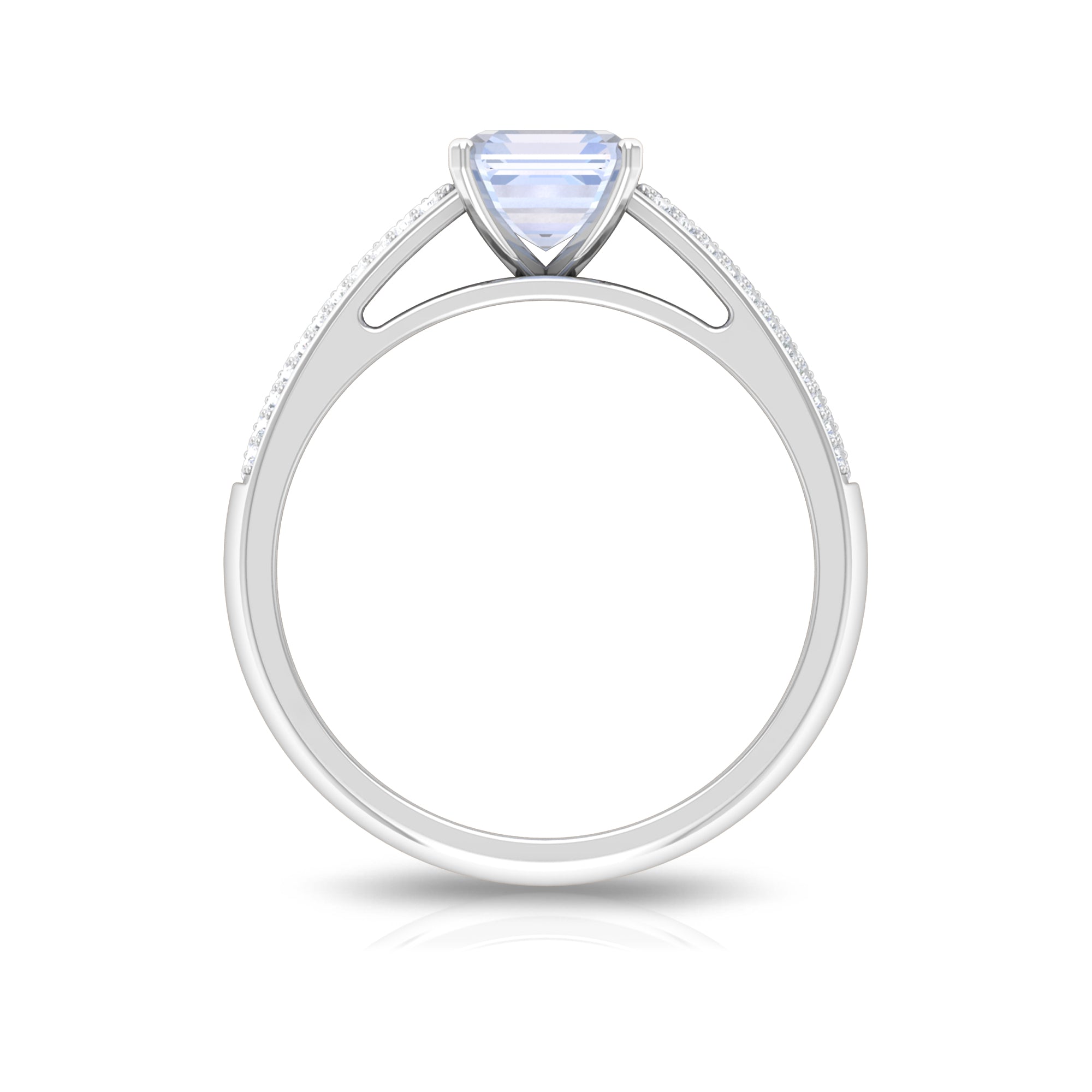 2.25 CT Peg Head Set Solitaire Moonstone and Diamond Ring Moonstone - ( AAA ) - Quality - Rosec Jewels