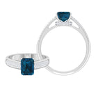 2 CT Solitaire London Blue Topaz and Diamond Ring with Hidden Halo London Blue Topaz - ( AAA ) - Quality - Rosec Jewels