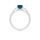 2 CT Solitaire London Blue Topaz and Diamond Ring with Hidden Halo London Blue Topaz - ( AAA ) - Quality - Rosec Jewels