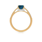 2 CT Solitaire London Blue Topaz and Diamond Ring with Hidden Halo London Blue Topaz - ( AAA ) - Quality - Rosec Jewels