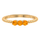 1/2 CT Orange Sapphire and Gold Beaded Three Stone Promise Ring Orange Sapphire - ( AAA ) - Quality - Rosec Jewels