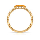 1/2 CT Orange Sapphire and Gold Beaded Three Stone Promise Ring Orange Sapphire - ( AAA ) - Quality - Rosec Jewels