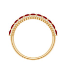 Elegant Created Ruby Half Eternity Band Ring with Diamond Accent Lab Created Ruby - ( AAAA ) - Quality - Rosec Jewels