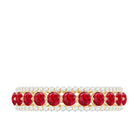 Elegant Created Ruby Half Eternity Band Ring with Diamond Accent Lab Created Ruby - ( AAAA ) - Quality - Rosec Jewels