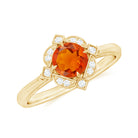 1/2 CT Vintage Fire Opal and Diamond Engagement Ring Fire Opal - ( AAA ) - Quality - Rosec Jewels