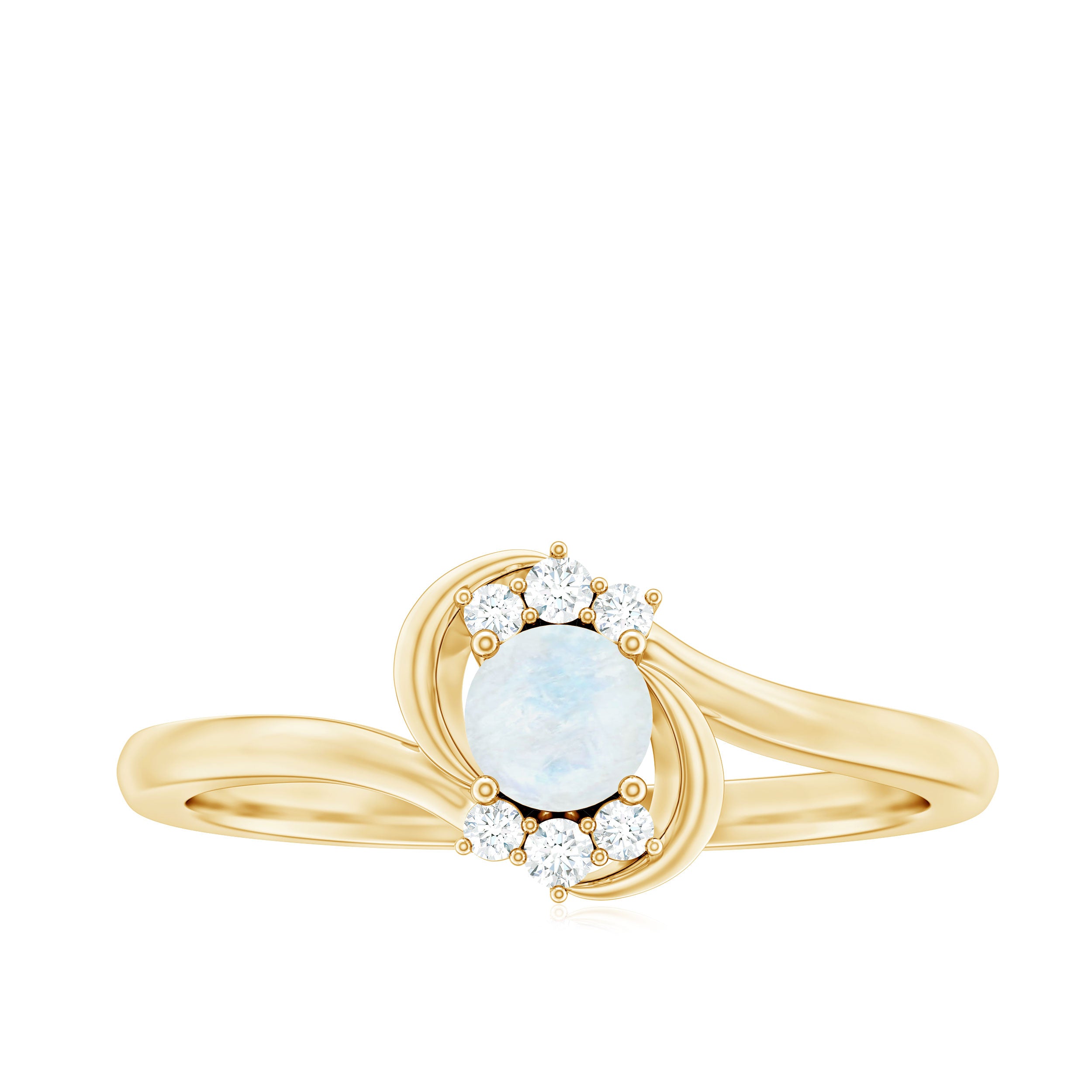 1/2 CT Moonstone and Diamond Bypass Promise Ring Moonstone - ( AAA ) - Quality - Rosec Jewels